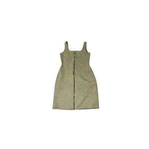 Popular Basics Women’s Dress Full Zip Faux Suede Sleeveless Bodycon Sage Sz Med
